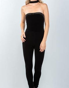 Black Velvet Choker Jumpsuit