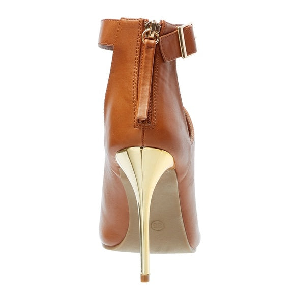 Cognac Metallic Heels