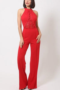 Red Halter Neck Jumpsuit