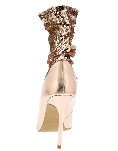 Rose Gold Sequin Stiletto Boot