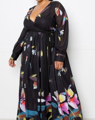 Tropical Print Plus Maxi Dress